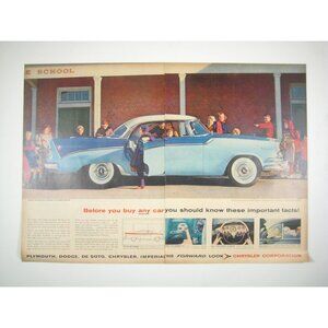 Dodge Custom Royal Lancer 1956 Vintage Print Ad 2 Page MOD READ